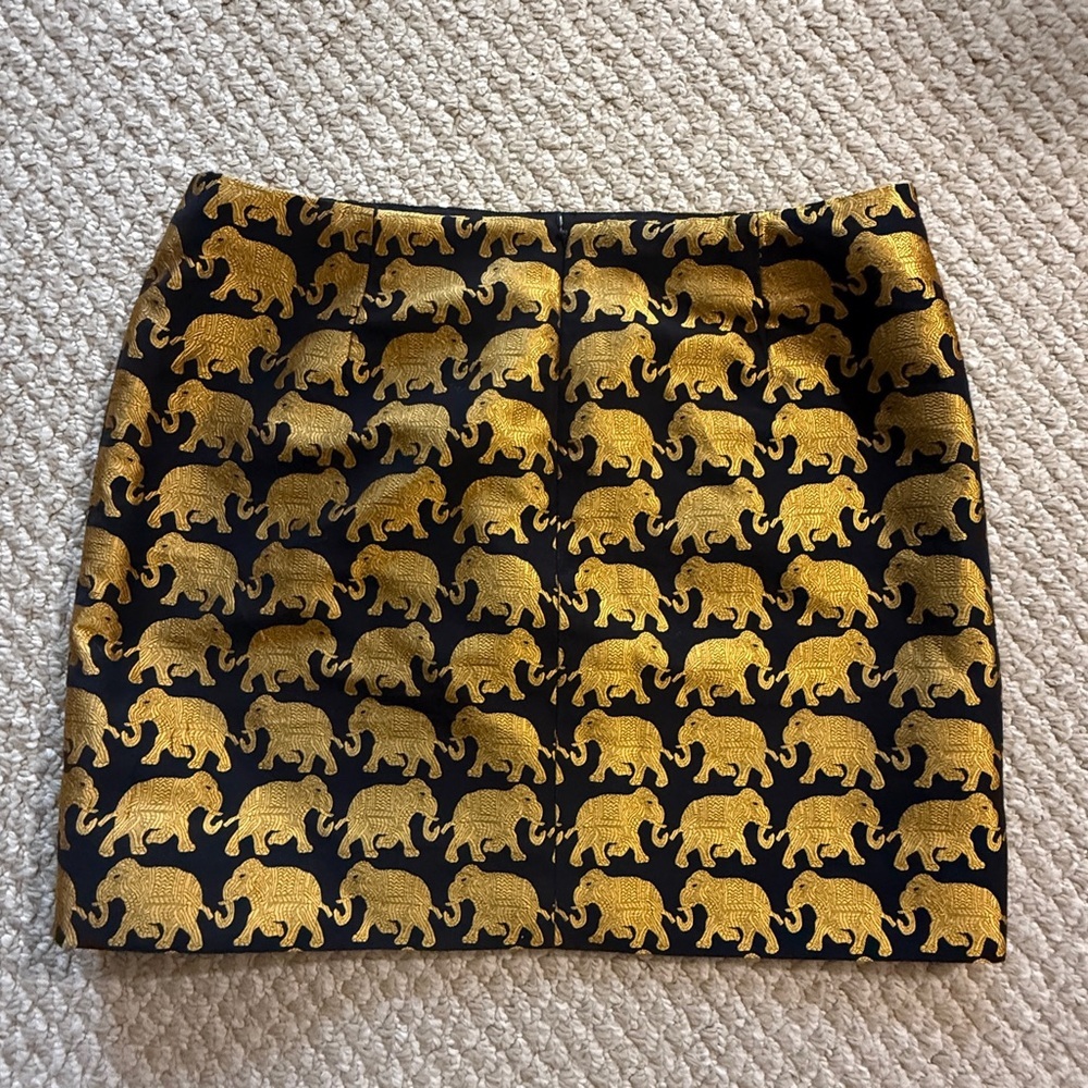 J CREW Black and Gold Skirt - Origami in Elephant Parade SIZE: SMALL - Picture 5 of 8